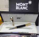 Perfect Replica Montblanc Princess Stainless Steel Cap Gold Clip Black Rollerball Pen